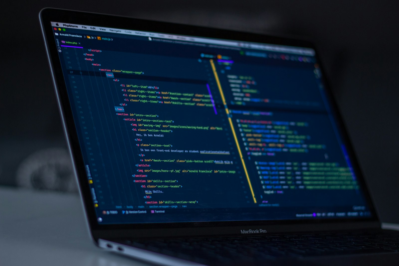 Source code on a monitor